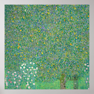 Rozenstruiken onder de bomen door Gustav Klimt Poster