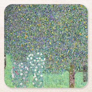 Rozenstruiken onder de bomen, Gustav Klimt Kartonnen Onderzetters