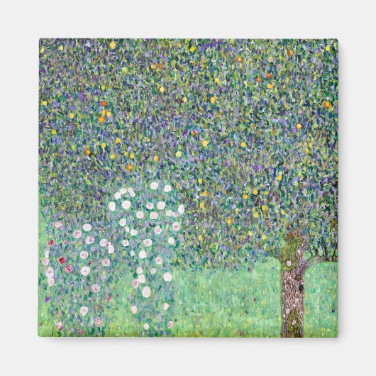 Rozenstruiken onder de bomen, Gustav Klimt Magneet (Voorkant)