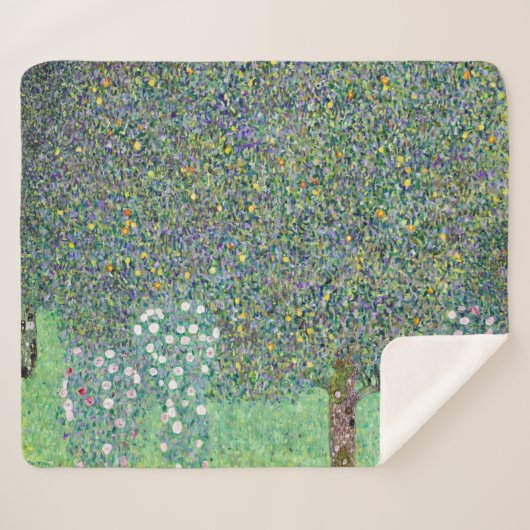Rozenstruiken onder de bomen, Gustav Klimt Sherpa Deken (Voorkant (horizontaal))