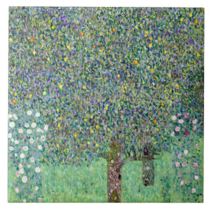 Rozenstruiken onder de bomen, Gustav Klimt Tegeltje