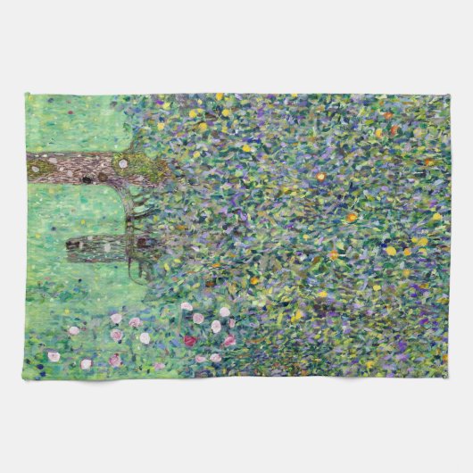 Rozenstruiken onder de bomen, Gustav Klimt Theedoek (Horizontaal)