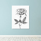 Rozentekening Canvas Afdruk (Insitu (Houten vloer))