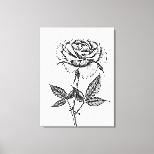 Rozentekening Canvas Afdruk (Voorkant)
