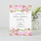 Rozentuin Aquarel Bloem Bruiloftsfeest Kaart (Staand voorkant)