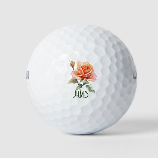 Rozentuin Bloem Monogram Kunst Golfballen (Voorkant)