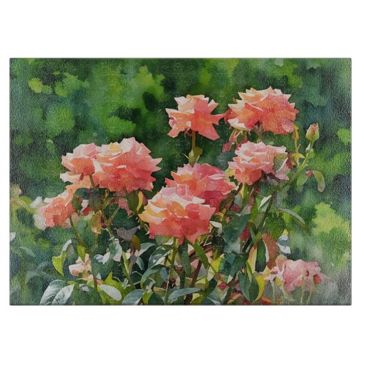 Rozentuin Bloemen Bloemstuk Glas Snijplank (Voorkant)