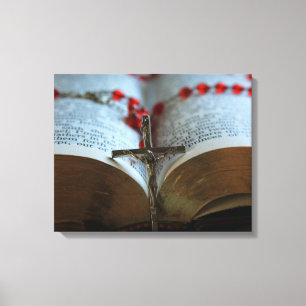 Rozentuin en Bijbel 1 Canvas Afdruk