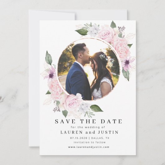 Rozentuin Krans ⎢ Foto Save The Date Kaart (Voorkant)