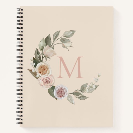 Rozentuin Krans Monogram Eerste Recept Notitieboek (Voorkant)