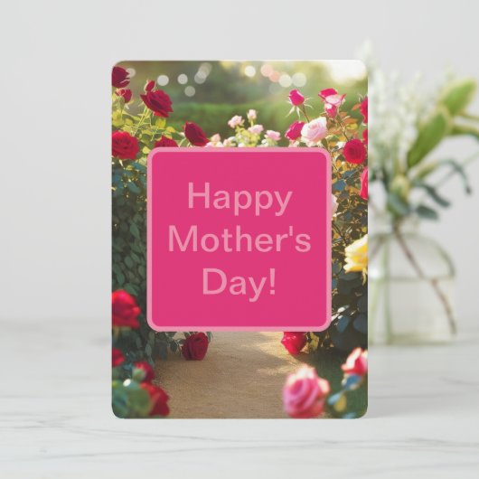 Rozentuin Pad Rood Roze Groen 2025 Feestdagenkaart (Staand voorkant)