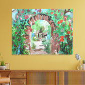 Rozentuin Stenen Boog Canvas Afdruk (Insitu (Woonkamer))