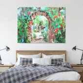 Rozentuin Stenen Boog Canvas Afdruk (Insitu (Slaapkamer))