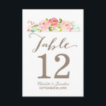 Rozentuin | Tafelnummerkaart Kaart<br><div class="desc">Tafelnummerkaart. Ideaal voor bruiloften of elke andere gelegenheid. Deze kaart bevat prachtige waterverf bloemen en een mix van moderne typografie,  allemaal op een witte achtergrond.</div>