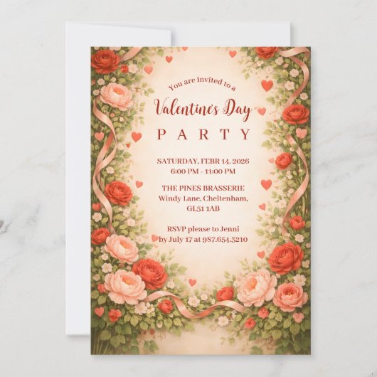 Rozentuin Valentijnsfeest Kaart (Voorkant)
