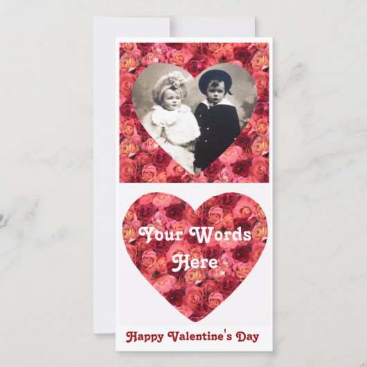 ROZENVELD, helder levendig rood roze Feestdagenkaart (Voorkant)