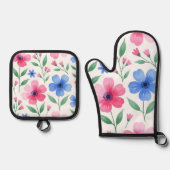 Rozenwater Bloei Ovenwant & Pannenlap Set (Voorkant)