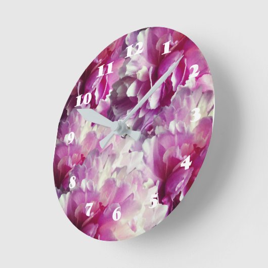 RozePeonies, opwindende dag wandklok (Hoek)