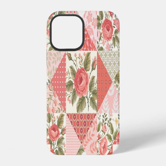 Rozes Vlinders Naadloos Patchwork iPhone Hoesje (Achterkant)