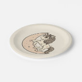 Rozige Roze Celestial Moon Baby Shower Papieren Bordje (Gekanteld)