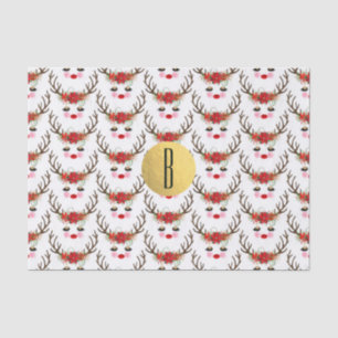 Rozige Wangen Gouden Ogen Bloemenkransthema Rendie Tissuepapier