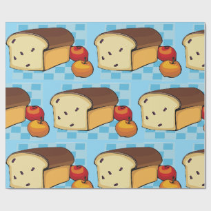 Rozijnenbrood en rode appels cadeaupapier