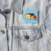 Rozijnenbrood en rode appels vierkante button 5,1 cm (In situ)
