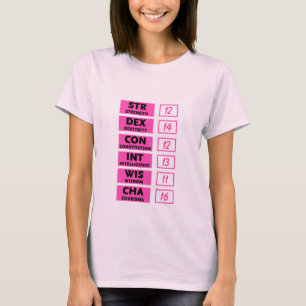 RPG Capaciteitsscore (roze en zwart) T-shirt