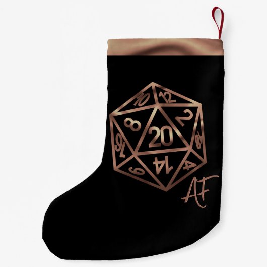RPG Crit AF | Copper Fantasy Tafelblad Gamer Dice Kleine Kerstsok (Achterkant)