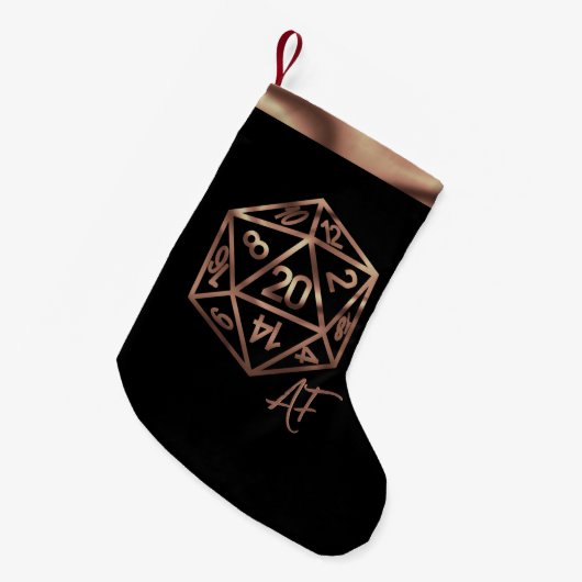 RPG Crit AF | Copper Fantasy Tafelblad Gamer Dice Kleine Kerstsok (Voorkant (Hangend))