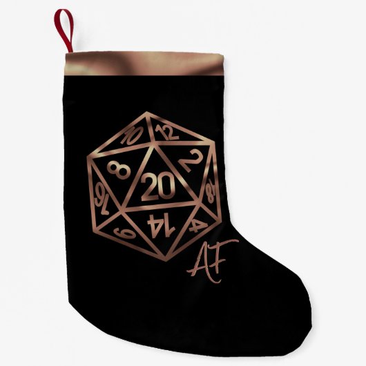RPG Crit AF | Copper Fantasy Tafelblad Gamer Dice Kleine Kerstsok (Voorkant)