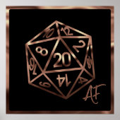 RPG Crit AF | Copper Fantasy Tafelblad Gamer Dice Poster (Voorkant)