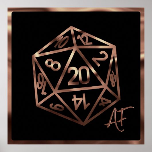 RPG Crit AF | Copper Fantasy Tafelblad Gamer Dice Poster (Voorkant)