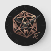 RPG Crit AF | Copper Fantasy Tafelblad Gamer Dice Ronde Klok (Voorkant)