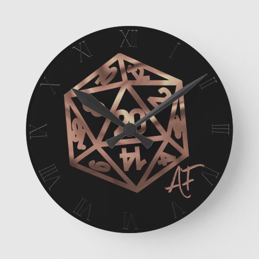 RPG Crit AF | Copper Fantasy Tafelblad Gamer Dice Ronde Klok (Voorkant)