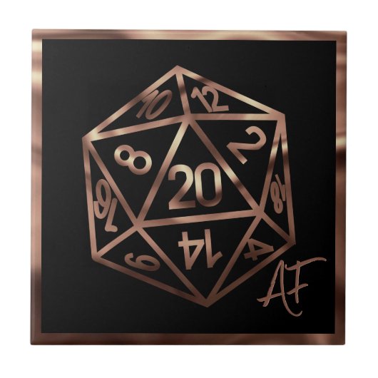 RPG Crit AF | Copper Fantasy Tafelblad Gamer Dice Tegeltje (Voorkant)