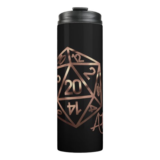 RPG Crit AF | Copper Fantasy Tafelblad Gamer Dice Thermosbeker (Voorkant)