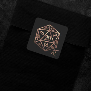 RPG Crit AF   Copper Fantasy Tafelblad Gamer Dice Vierkante Sticker