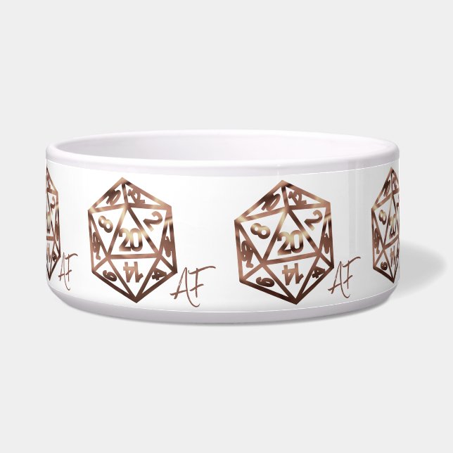 RPG Crit AF | Copper Fantasy Tafelblad Gamer Dice Voerbakje (Voorkant)