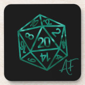 RPG Crit AF | Emerald Fantasy Tafelblad Gamer Dice Bier Onderzetter (Voorkant)