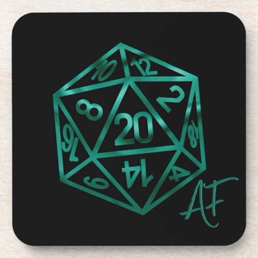 RPG Crit AF | Emerald Fantasy Tafelblad Gamer Dice Bier Onderzetter (Voorkant)