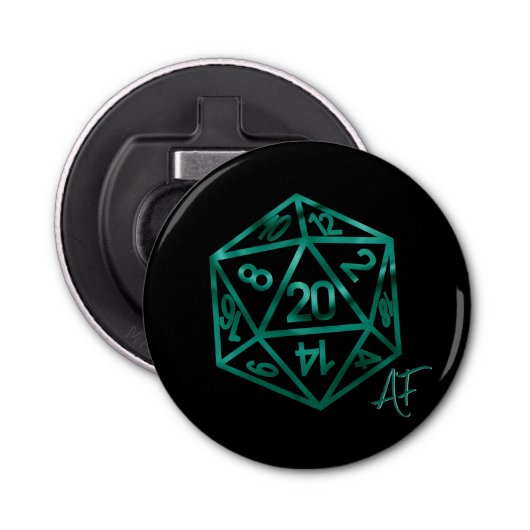 RPG Crit AF | Emerald Fantasy Tafelblad Gamer Dice Button Flesopener (Voorkant)