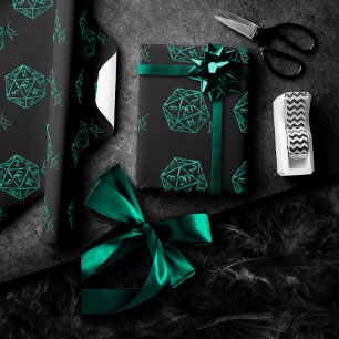 RPG Crit AF   Emerald Fantasy Tafelblad Gamer Dice Cadeaupapier