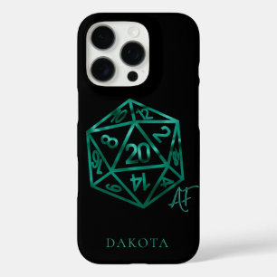 RPG Crit AF Emerald Fantasy Tafelblad Gamer Dice iPhone 16 Pro Hoesje