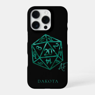 RPG Crit AF Emerald Fantasy Tafelblad Gamer Dice iPhone 16 Pro Hoesje