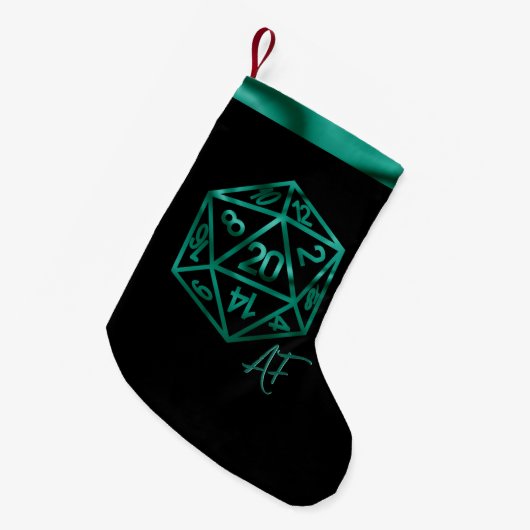 RPG Crit AF | Emerald Fantasy Tafelblad Gamer Dice Kleine Kerstsok (Voorkant (Hangend))