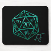 RPG Crit AF | Emerald Fantasy Tafelblad Gamer Dice Muismat (Voorkant)