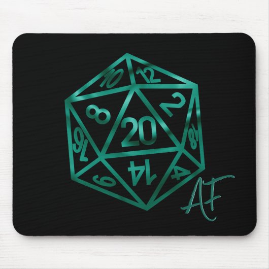 RPG Crit AF | Emerald Fantasy Tafelblad Gamer Dice Muismat (Voorkant)