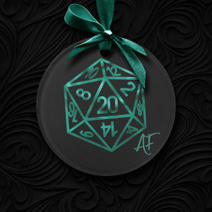 RPG Crit AF   Emerald Fantasy Tafelblad Gamer Dice Ornament