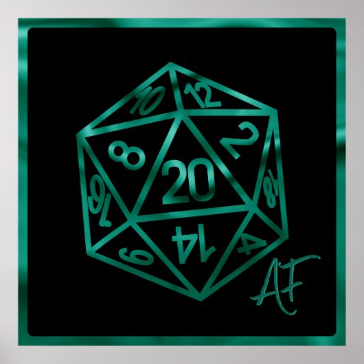 RPG Crit AF | Emerald Fantasy Tafelblad Gamer Dice Poster (Voorkant)